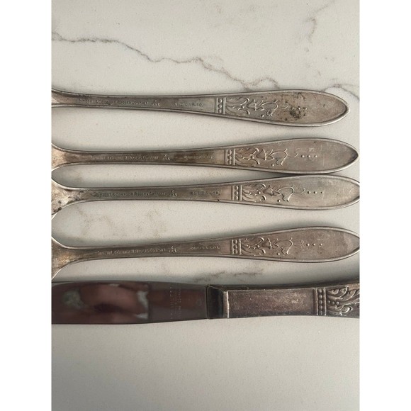 Simeon L. George H. Rogers Silver Flatware 5 piece Lot Oneida Fork Knife Vintage - Picture 2 of 2